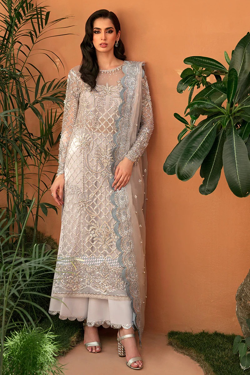 Mushq Luxurious Hand Embellished Addawork Wedding Collection- Stone Grey - Image 2
