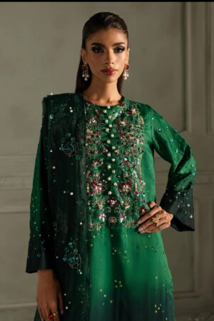 *Nureh Tiny Twinkles Luxury Silk Formal Collection -Double Shaded Green*