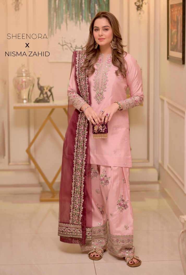 Sheenora - Lilac Serenity - Raw Silk Embroidered