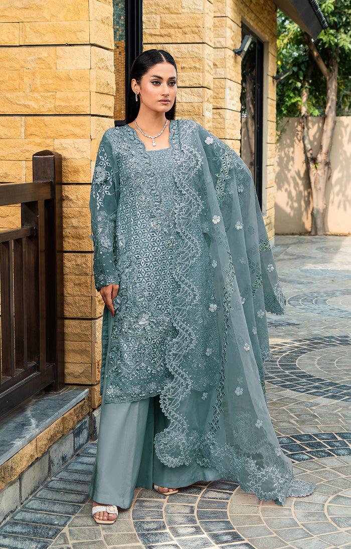 Laila Mishra Organza Amal Ice Blue
