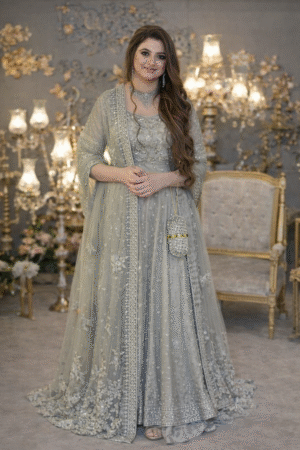 Sarah Atif Luxury Net Embroidered